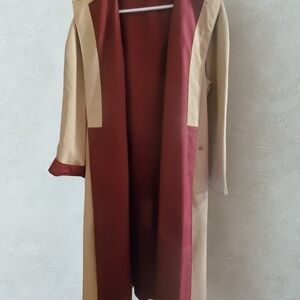 Etienne Aigner Tan and Red Trench Coat